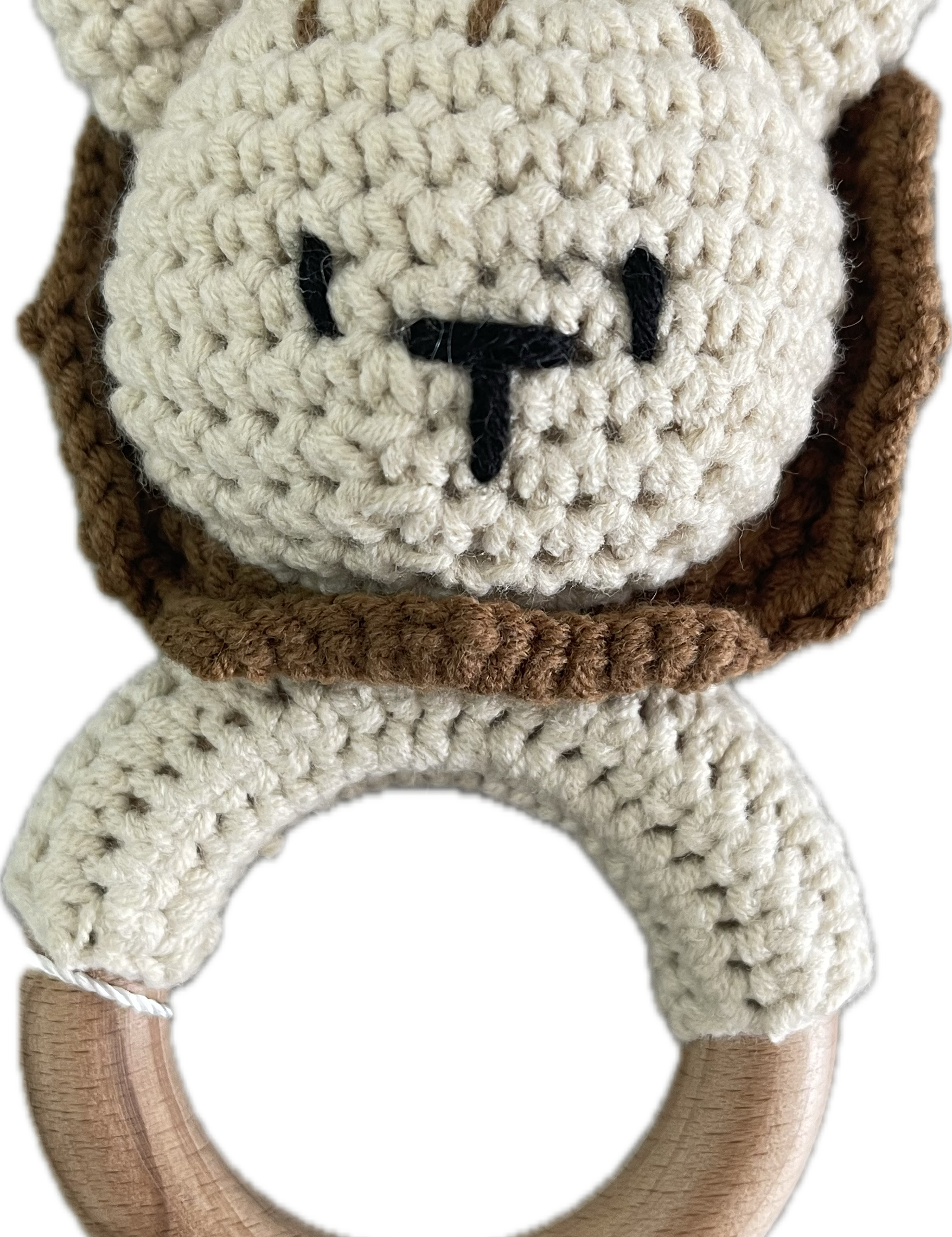 Hand Crocheted Baby Rattle – Soft Cotton & Wooden Teether Toy