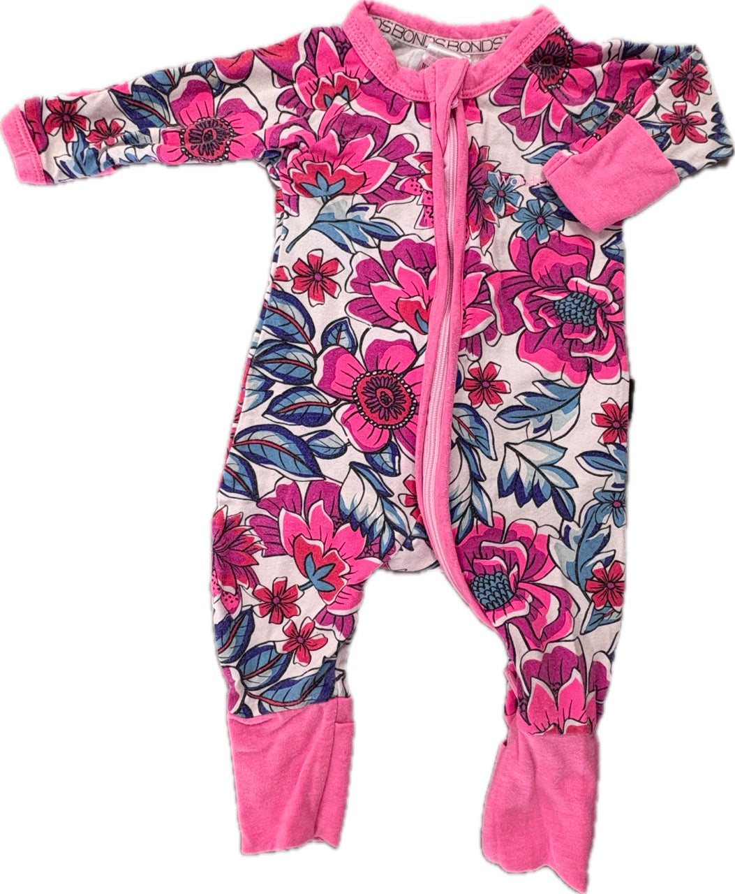 Bonds, Girls Pink Floral Wondersuit, GUC, Size 0000 (Newborn