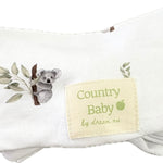 Neutral-toned adjustable baby headband styled on infant