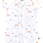 Baby romper and headband set in colorful rainbow print