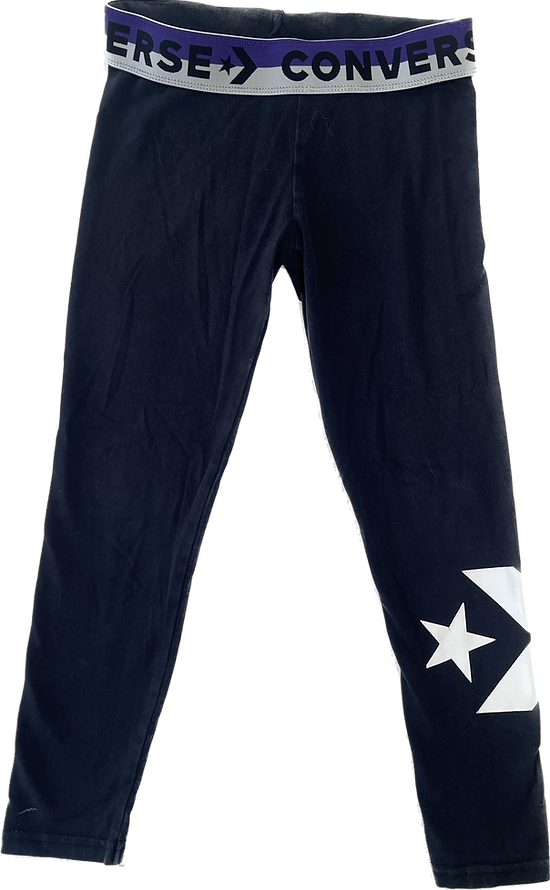 Front view of Converse black leggings for girls, size 6X