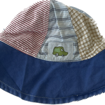 Back view of the Blue Racoon Baby Boys Quilted Hat showing full patchwork design.