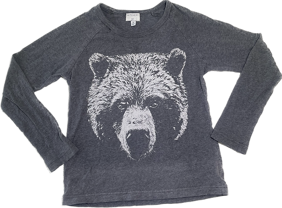 Front view of Witchery boy's bear print long sleeve shirt size 8