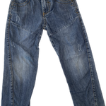 Front view of boys blue denim jeans size 4