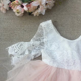 Spread shot of the full tutu skirt in white and pink