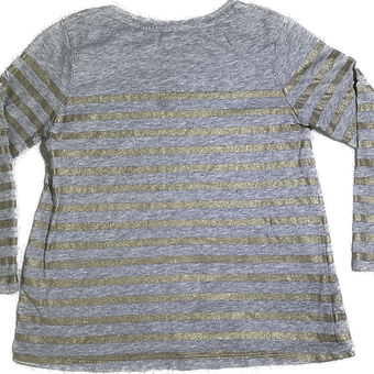 Back view of Seed girls top with gold and grey stripes