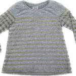 Front view of gold and grey striped girls top size 4-5