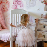 Close-up of soft lace bodice on girls boho dress