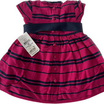 Back view of newborn baby pink velvet dress