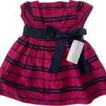 Front view of newborn baby pink velvet dress