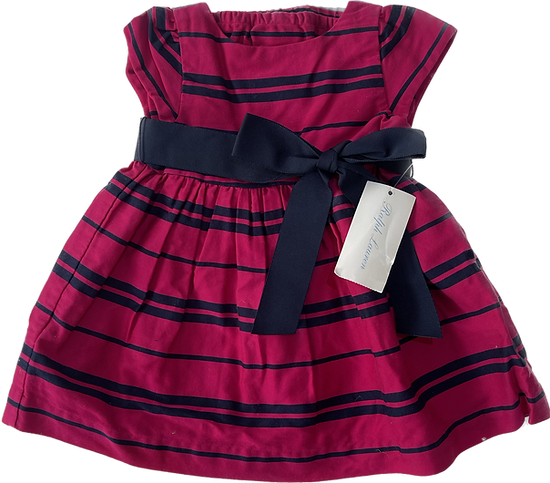 Front view of newborn baby pink velvet dress