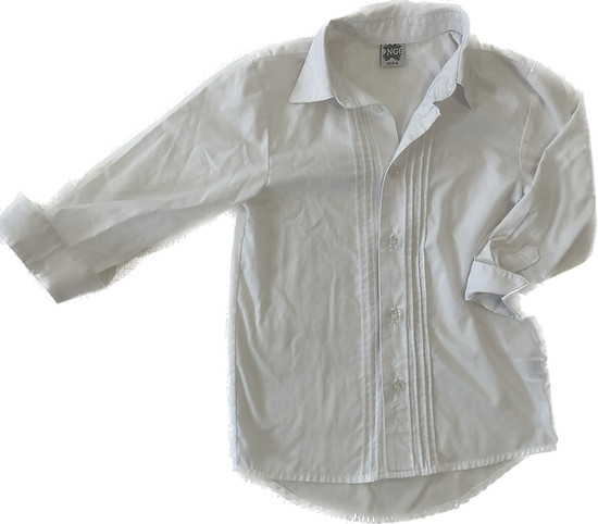 NG Boys White Dress Shirt - Size 4, front view, button-down design.