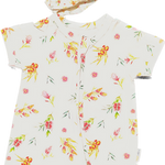 Close-up of the 2-way zipper and chin guard on the Taylor Flora baby romper