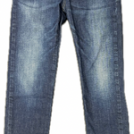 Front view of Gucci kid's blue straight-leg denim jeans size 8